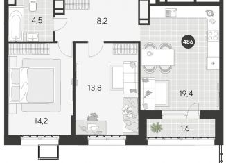 Продается 2-ком. квартира, 61.7 м2, Омск, Ленинский округ