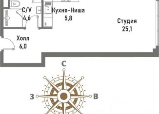 Продается 1-ком. квартира, 41.5 м2, Москва, метро Электрозаводская, Рубцовско-Дворцовая улица, 4