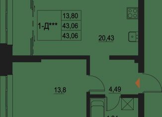 Продаю 1-комнатную квартиру, 43.1 м2, Татарстан