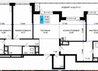 4-ком. квартира на продажу, 117.5 м2, Краснодар, улица Ветеранов, 85к5