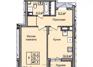 Однокомнатная квартира на продажу, 41.1 м2, Нижегородская область, улица Академика Чазова, 1