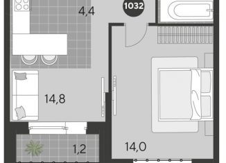 1-ком. квартира на продажу, 38.1 м2, Омск