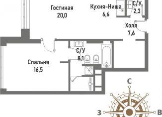 2-комнатная квартира на продажу, 61.4 м2, Москва, улица Матросская Тишина, вл10, район Сокольники