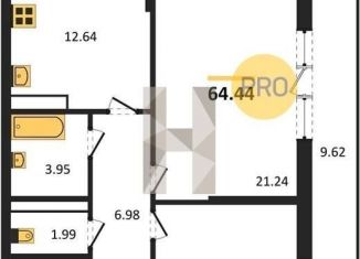 Продается 2-ком. квартира, 64.4 м2, Воронеж, Московский проспект, 132