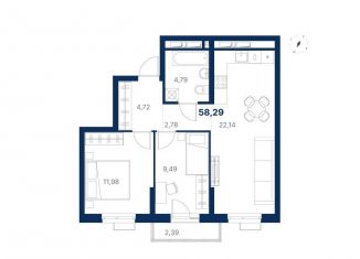 Продам 2-комнатную квартиру, 58.3 м2, Екатеринбург, метро Ботаническая