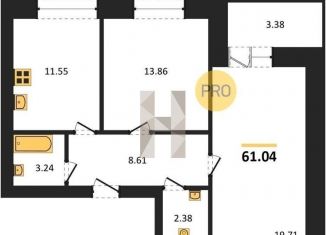 Продам 2-ком. квартиру, 61 м2, Воронеж, улица Курчатова, 26Б