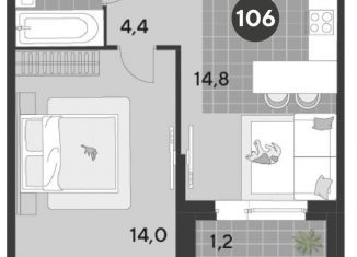 Продается 1-комнатная квартира, 38.1 м2, Омск