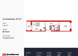 1-ком. квартира на продажу, 33.7 м2, Санкт-Петербург, муниципальный округ Коломяги