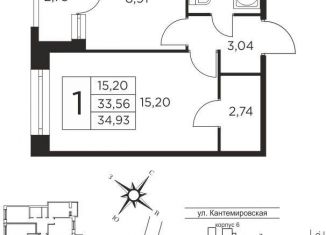 Продажа 1-комнатной квартиры, 34 м2, Санкт-Петербург, метро Выборгская, Большой Сампсониевский проспект, 70к2