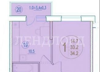 Продаю однокомнатную квартиру, 33.2 м2, Ростов-на-Дону, Магнитогорская улица, 2Б, Железнодорожный район