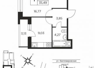 Продам 1-ком. квартиру, 35 м2, Санкт-Петербург, Большой Сампсониевский проспект, 70к3, Выборгский район