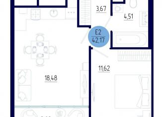 Продам 1-комнатную квартиру, 42.2 м2, Рязанская область