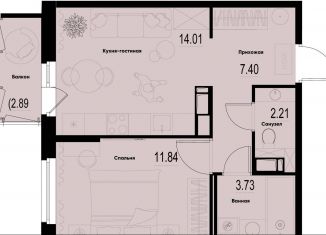 1-комнатная квартира на продажу, 40.1 м2, Мурино