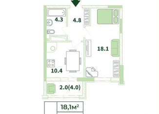 Продаю 1-комнатную квартиру, 39.6 м2, Крым