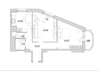 Продам 2-ком. квартиру, 62 м2, Санкт-Петербург, ЖК Байрон, улица Кустодиева, 7к1