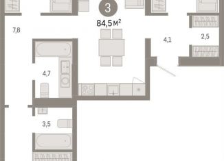 Продаю 3-комнатную квартиру, 84.5 м2, Новосибирская область