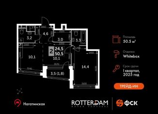 Продаю двухкомнатную квартиру, 50.5 м2, Москва, Варшавское шоссе, 37Ак2, район Нагатино-Садовники