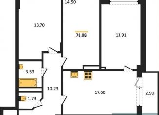 Продажа трехкомнатной квартиры, 78.1 м2, Воронеж, Покровская улица, 19