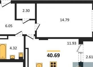 Продам 1-комнатную квартиру, 40.7 м2, Воронеж, Покровская улица, 19