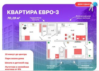 Продается трехкомнатная квартира, 70.2 м2, деревня Патрушева, улица Александра Пушкина, 8