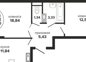 Продается 2-ком. квартира, 56.6 м2, Краснодар, Российская улица, 257/7лит1