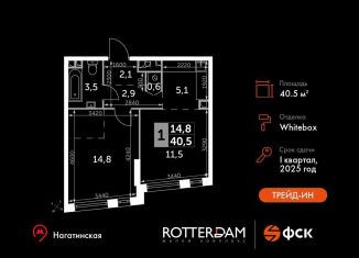 Продается 1-комнатная квартира, 40.5 м2, Москва, Варшавское шоссе, 37Ак2