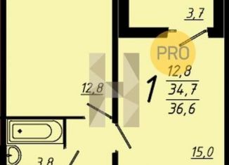 1-комнатная квартира на продажу, 36.6 м2, Воронеж, Коминтерновский район