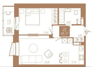 Продается 2-ком. квартира, 49.4 м2, Красноярский край