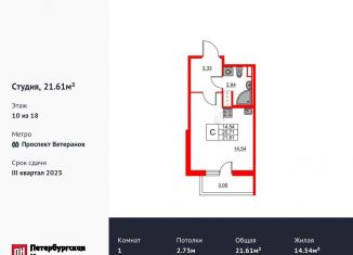 Продается квартира студия, 21.6 м2, Ленинградская область