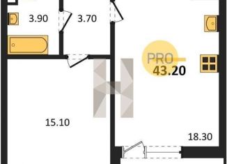 Продается 1-комнатная квартира, 43.2 м2, Воронеж, Железнодорожный район, улица Фёдора Тютчева, 105