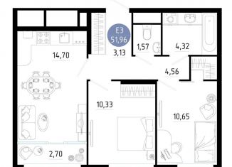 Продаю 2-ком. квартиру, 52 м2, Рязань, Железнодорожный район