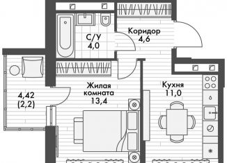 Продажа однокомнатной квартиры, 35.2 м2, поселок Октябрьский