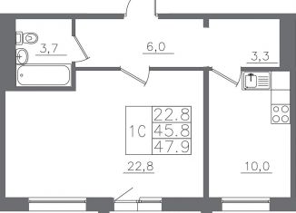 Продажа 1-комнатной квартиры, 47.9 м2, Иркутск