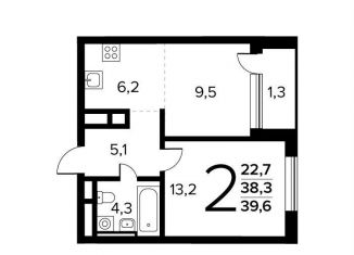 2-ком. квартира на продажу, 39.6 м2, поселение Десёновское