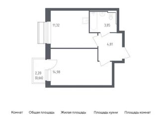 Продам 1-ком. квартиру, 35.6 м2, Московская область, микрорайон Город-событие, 54