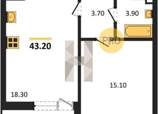 Продажа 1-комнатной квартиры, 43.2 м2, Воронеж, Железнодорожный район, улица Фёдора Тютчева, 105