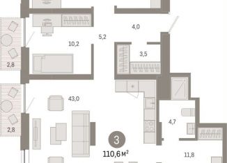 Продается трехкомнатная квартира, 110.6 м2, Новосибирск, метро Октябрьская