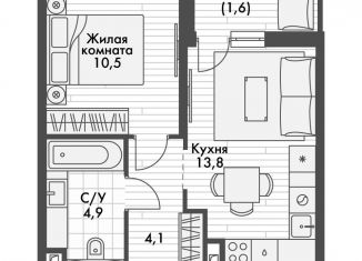 Продаю 1-ком. квартиру, 34.9 м2, поселок Октябрьский