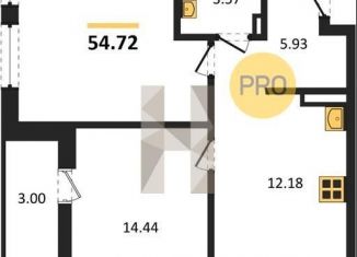 Продам 2-ком. квартиру, 54.7 м2, Воронеж, Железнодорожный район, улица Фёдора Тютчева, 105