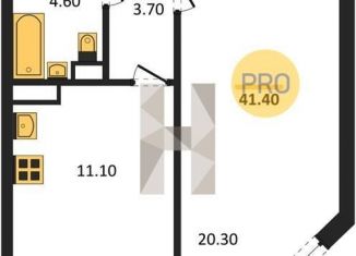 Продам 1-ком. квартиру, 41.4 м2, Воронеж, Покровская улица, 19