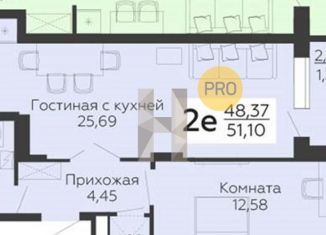 Продажа однокомнатной квартиры, 51.1 м2, Воронеж, улица Теплоэнергетиков, 17к4