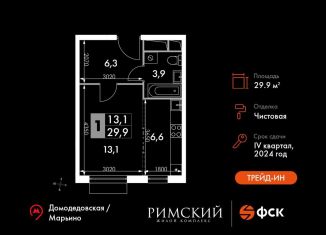 Квартира на продажу студия, 29.9 м2, Московская область, Римский проезд, 13