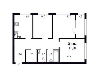 Продается 3-ком. квартира, 71 м2, Омск, Парк-квартал Королёв, 1, Советский округ