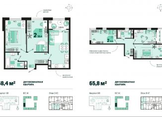 Продается 2-комнатная квартира, 58.9 м2, Краснодар, Карасунский округ