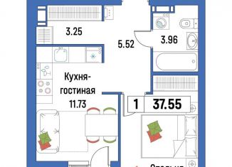 Продается 1-ком. квартира, 37.6 м2, Мурино, ЖК Урбанист