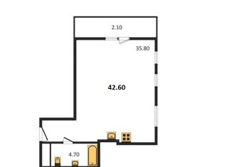 Продам 1-ком. квартиру, 42.6 м2, Казань, Ново-Савиновский район, улица Абдуллы Бичурина, 13