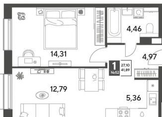 Продажа 1-комнатной квартиры, 41.9 м2, Московская область