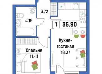 Продажа однокомнатной квартиры, 36.9 м2, Мурино