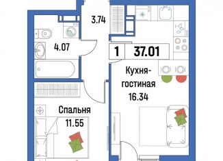 Продаю 1-ком. квартиру, 37 м2, Ленинградская область