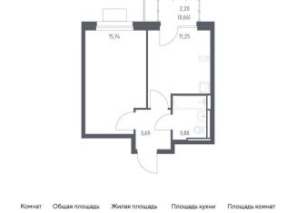 Однокомнатная квартира на продажу, 35.2 м2, село Ям, жилой комплекс Прибрежный Парк, 10.1, ЖК Прибрежный Парк